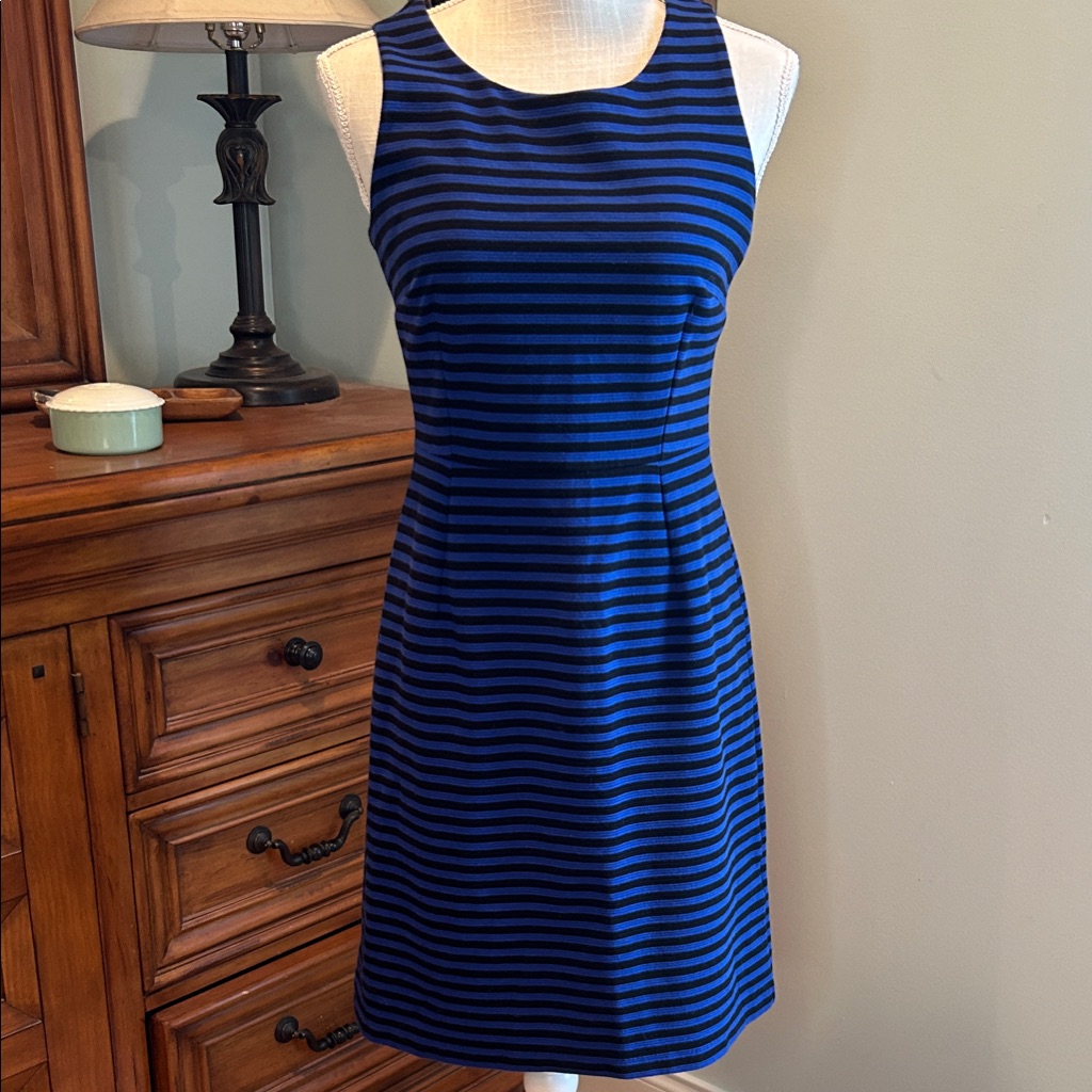 Old Navy Striped Midi Dress In Blue And Black